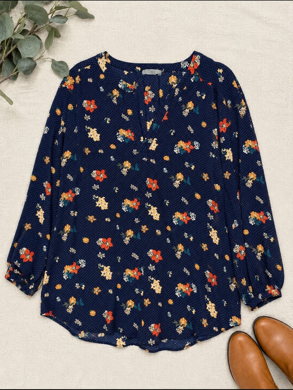 Dalia Flowy Whimsical Floral Blouse Boho Indie Top
